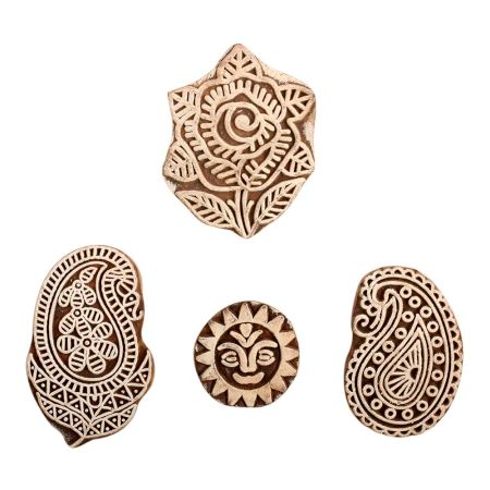 Set of 4 Piece New Mix Wooden Printing Block